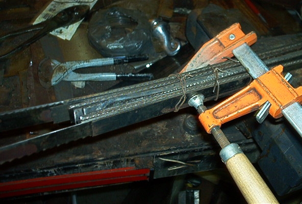 A short stack 15-layer billet in clamp