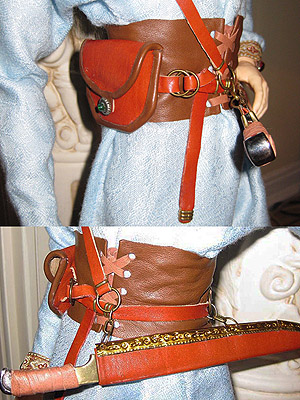 E.V. Svetova's leather belt and seax sheath for the 80 cm ball-jointed doll pictured above