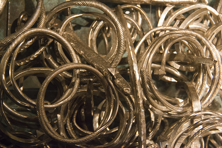 The great Spillings Hoard, unearthed in 1999, 67 kilos (148 lbs) of buried silver, Gotlands Fornsal Museum, Visby