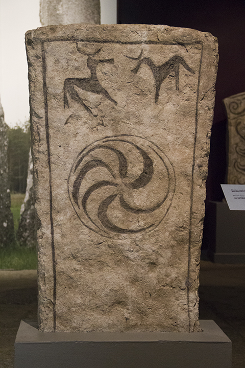 Viking-era standing stone at the Gotlands Fornsal Museum, Visby