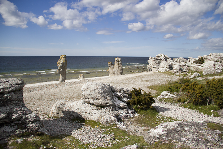 Fårö Rauk (limestone sea-stacks) at Langhammar