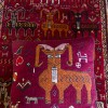 Goat Pillow Completed, resting on the Qasq’ai Persian carpet thumbnail