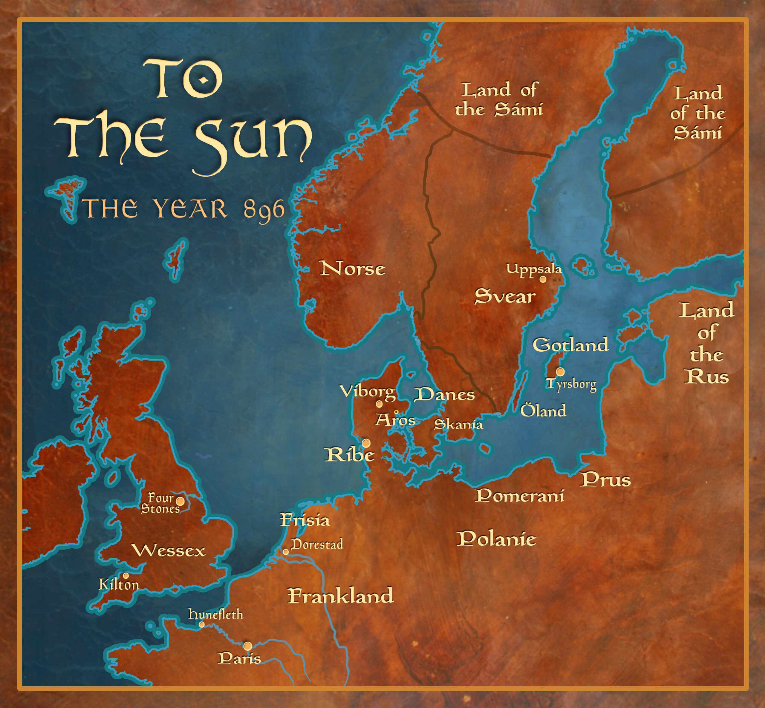 To the Sun: Map of Scandinavia and England 896